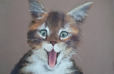 kuva taideteoksesta, jonka nimeltään Kissanpoikasen haukotus